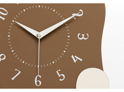 Abstract Modern Wall Clock - Silent Non-Ticking Decorative Clock with Wavy Design & Ceramic Accent(green)