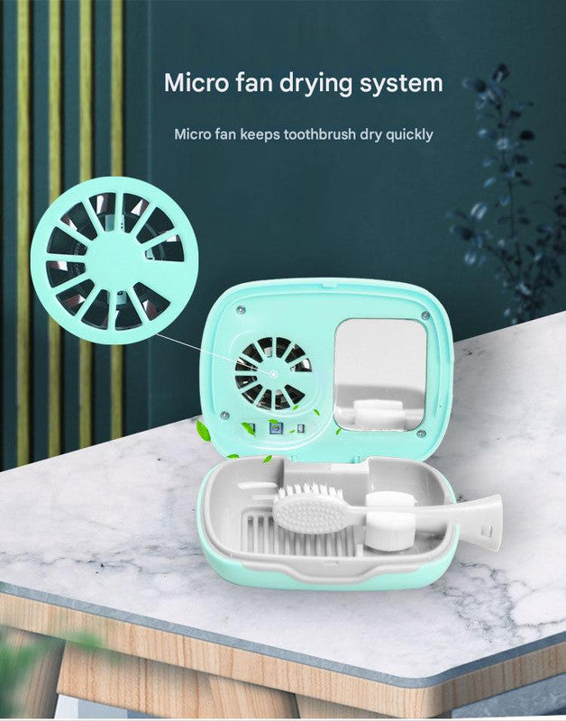 Portable UVC Toothbrush Sterilizer Case with Drying Fan - USB-C Rechargeable, 5-Minute Fast Disinfection(pink)