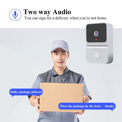 Mini Smart Video Doorbell - 480P Wide-Angle Lens, Two-Way Audio & Night Vision(white)