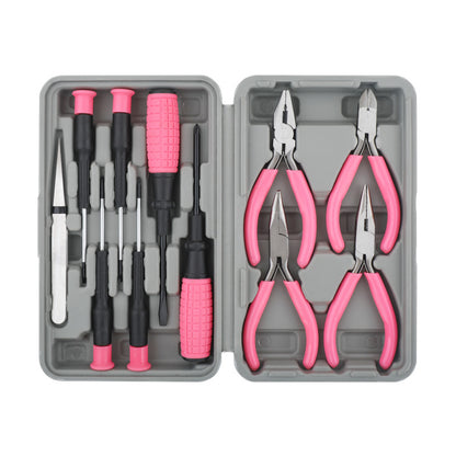 11-Piece Precision Craft & Jewelry Making Tool Kit with Portable Case - Pliers, Screwdrivers & Tweezers for DIY Projects(green)