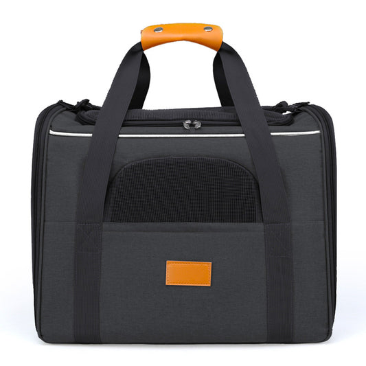 Foldable Soft-Sided Pet Carrier for Travel - Fits Cats & Small Dogs Under 6kg, with Removable Plush Bed & Shoulder Strap(black)