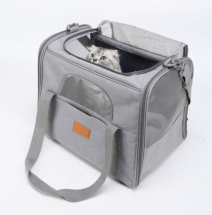 Foldable Soft-Sided Pet Carrier for Travel - Fits Cats & Small Dogs Under 6kg, with Removable Plush Bed & Shoulder Strap(black)