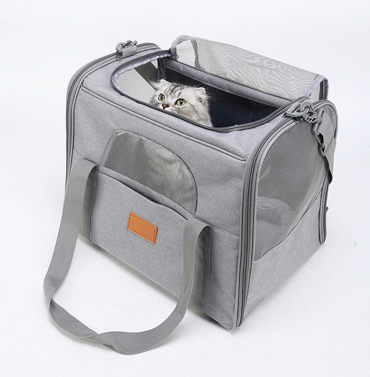 Foldable Soft-Sided Pet Carrier for Travel - Fits Cats & Small Dogs Under 6kg, with Removable Plush Bed & Shoulder Strap(pink)