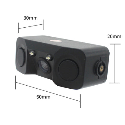 3-in-1 Car Reversing Camera & Parking Sensor System with Monitor - License Plate Frame Mount, Waterproof & Night Vision(black)