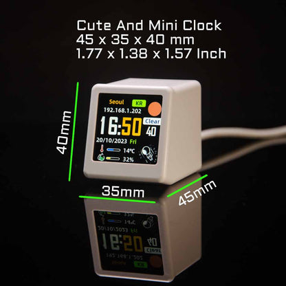 2pc Mini Smart Wi-Fi Weather Station Clock - Desktop Digital Clock with HD IPS Screen, Customizable GIF Display & 3-Day Forecast(Yellow)