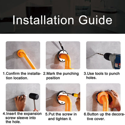 2pc Heavy-Duty Anti-Slip Safety Grab Bar with Luminous Rings - Stainless Steel Core Bathroom Handrail(yellow 60cm)