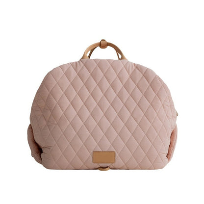 Luxury Quilted 2-in-1 Pet Travel Carrier & Car Booster Seat for Small Dogs(beige)