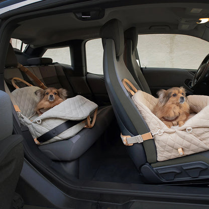 Luxury Quilted 2-in-1 Pet Travel Carrier & Car Booster Seat for Small Dogs(Black)
