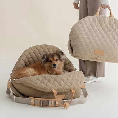 Luxury Quilted 2-in-1 Pet Travel Carrier & Car Booster Seat for Small Dogs(Pink)