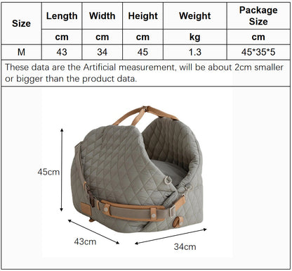 Luxury Quilted 2-in-1 Pet Travel Carrier & Car Booster Seat for Small Dogs(Pink)