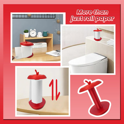 Apple-Shaped Adjustable Tissue Roll Holder - Fun & Practical Desktop Paper Towel Stand(red)