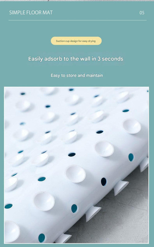 Non-Slip PVC Bath & Shower Mat with Suction Cups and Drainage Holes - Cartoon Ocean Theme(Dark-haired Mermaid)