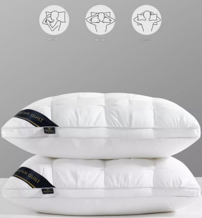 Grey Luxury Adjustable Bed Pillow Set (2-Pack) - Hotel Quality Down Alternative for Ultimate Neck Support & Comfort