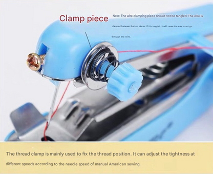 2 Pcs White Portable Mini Handheld Sewing Machine - Manual Stitching Tool for Quick Fabric Repairs