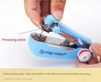 2 Pcs White Portable Mini Handheld Sewing Machine - Manual Stitching Tool for Quick Fabric Repairs