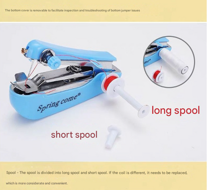 2 Pcs Blue Portable Mini Handheld Sewing Machine - Manual Stitching Tool for Quick Fabric Repairs