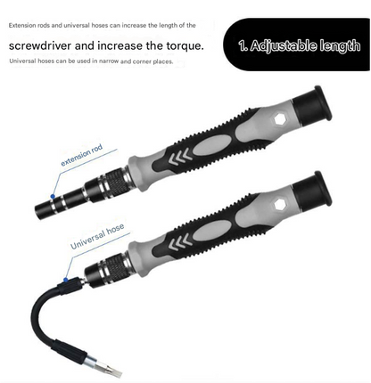 Grey Professional 115-in-1 Precision Screwdriver Set - Magnetic Repair Tool Kit for PC, Laptop, Phone & Electronics