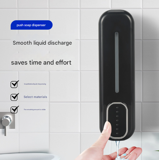 2 Pcs (White + Black) Modern Wall-Mounted Press Soap Dispenser - 300ml Refillable Pump for Bathroom & Kitchen