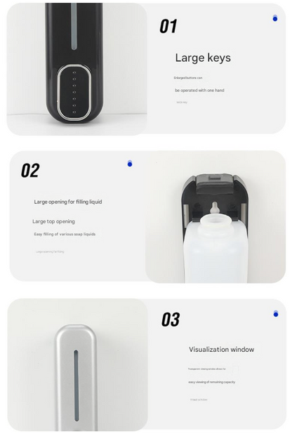 2 Pcs (White + Black) Modern Wall-Mounted Press Soap Dispenser - 300ml Refillable Pump for Bathroom & Kitchen