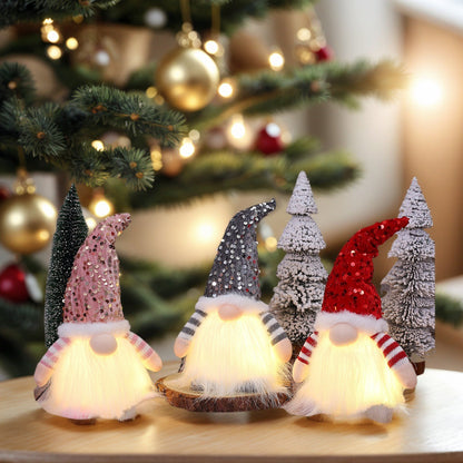 2 Pcs Green Charming Light-Up Christmas Gnome - Festive Nordic Plush Holiday Decoration