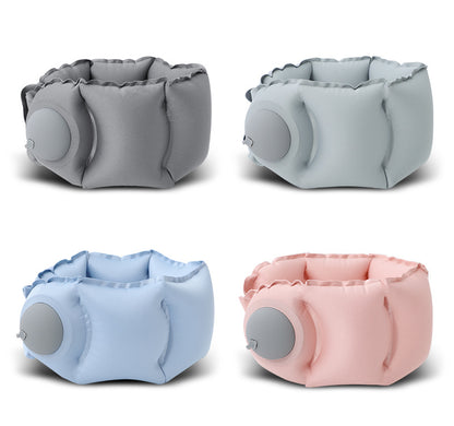 Pink Press-Pump Inflatable Travel Pillow - Ultra-Lightweight Ergonomic 360° Neck Support