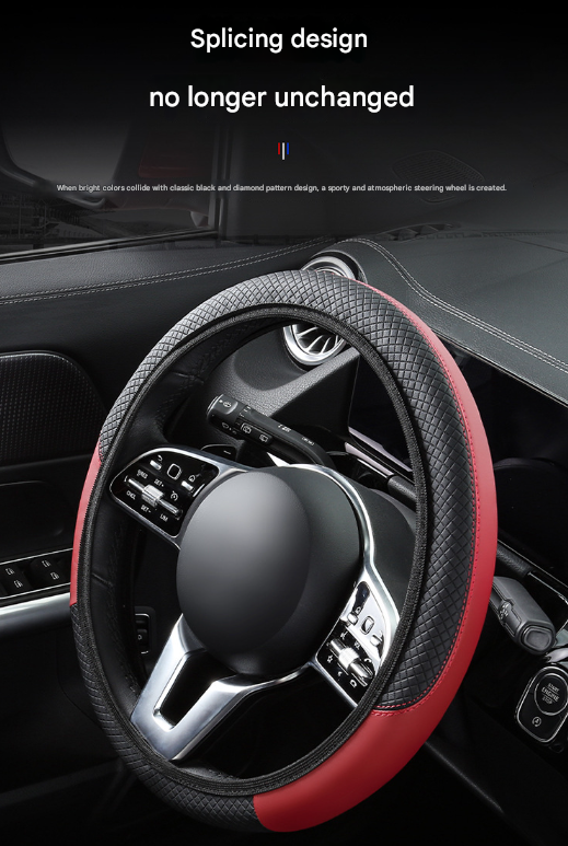 2-Pack (Type A + Type B)Black Sporty Carbon Fiber Leather Steering Wheel Cover - Universal 38cm Easy-Fit Elastic Grip