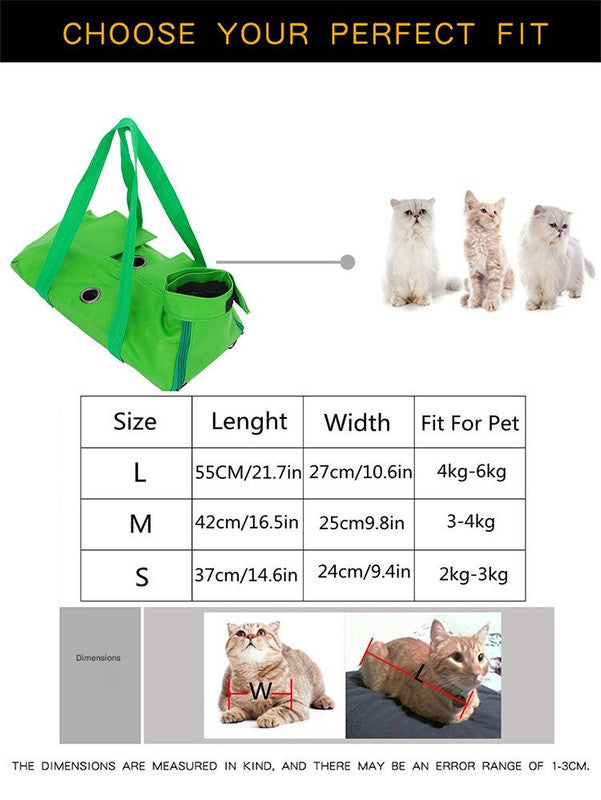 Size S Blue Multi-Functional Cat Grooming Bag - Anti-Scratch Restraint Pouch for Nail Trimming and Vet Visits