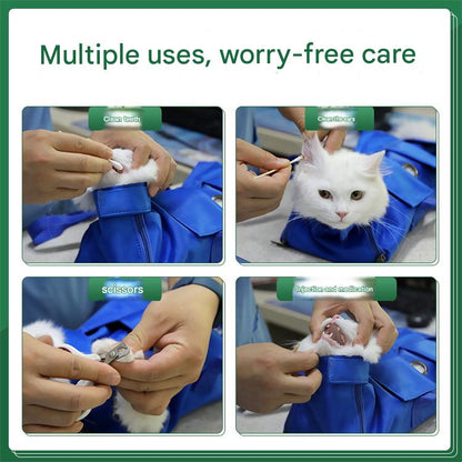 Size L Orange Multi-Functional Cat Grooming Bag - Anti-Scratch Restraint Pouch for Nail Trimming and Vet Visits