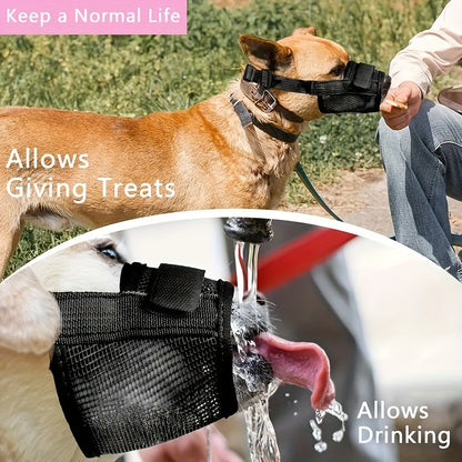 3 Pcs Size XL Black Breathable Mesh Dog Muzzle - Soft & Comfortable Guard to Prevent Biting, Allows Panting and Drinking