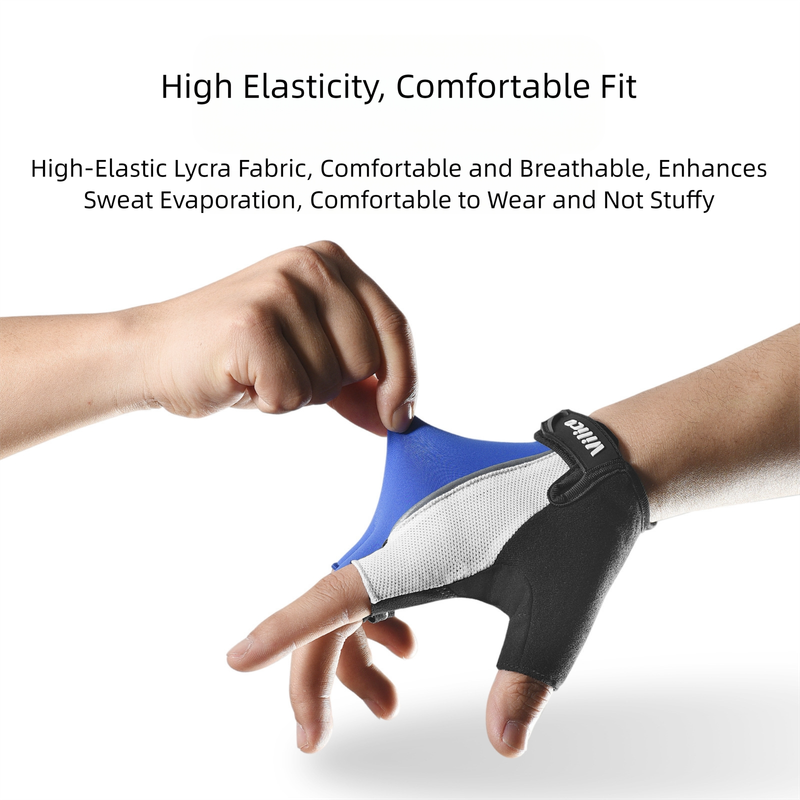 Size L Blue Padded Half-Finger Cycling Gloves - Breathable Shock-Absorbing Workout Gloves for Gym & Fitness