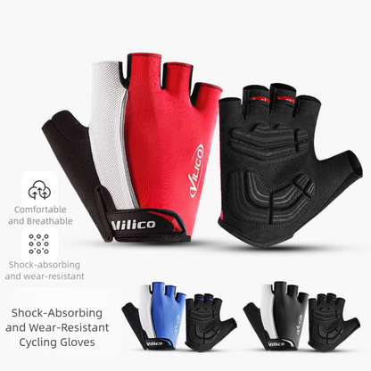 Size L Black Padded Half-Finger Cycling Gloves - Breathable Shock-Absorbing Workout Gloves for Gym & Fitness