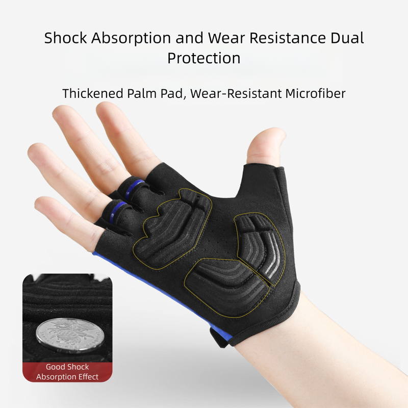 Size XL Black Padded Half-Finger Cycling Gloves - Breathable Shock-Absorbing Workout Gloves for Gym & Fitness