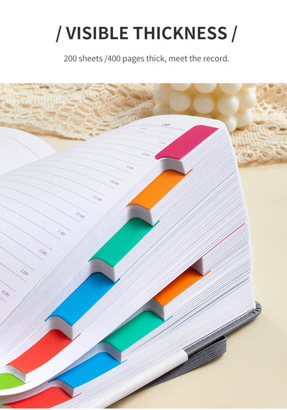 Grey A5 PU Leather Agenda for Productivity & Time Management-Undated Daily & Hourly Planner Pro
