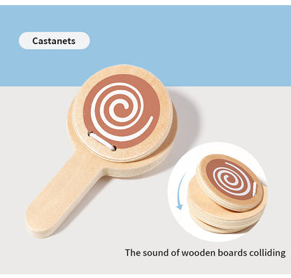 Wooden Musical Instrument Set for Toddlers - 6 Piece Montessori Percussion Toy Kit for Early Learning