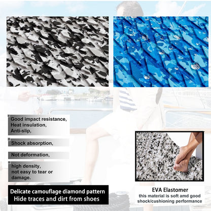 Snow Camouflage EVA Boat Deck Mat - Non-Slip, Waterproof Flooring for Yacht, Boat, and Outdoor Use(1200x300x5mm)