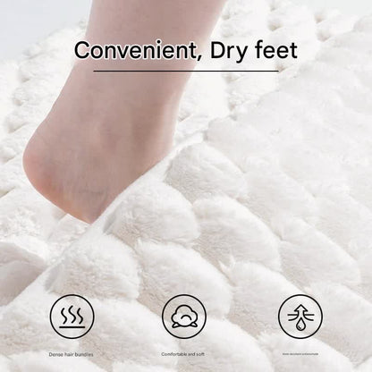 Luxury Plush Memory Foam Bath Mat with Foot Drying Panel - Super Absorbent & Non-Slip Bathroom Rug(Coral beige)