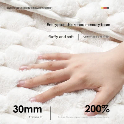 Luxury Plush Memory Foam Bath Mat with Foot Drying Panel - Super Absorbent & Non-Slip Bathroom Rug(Paw beige)