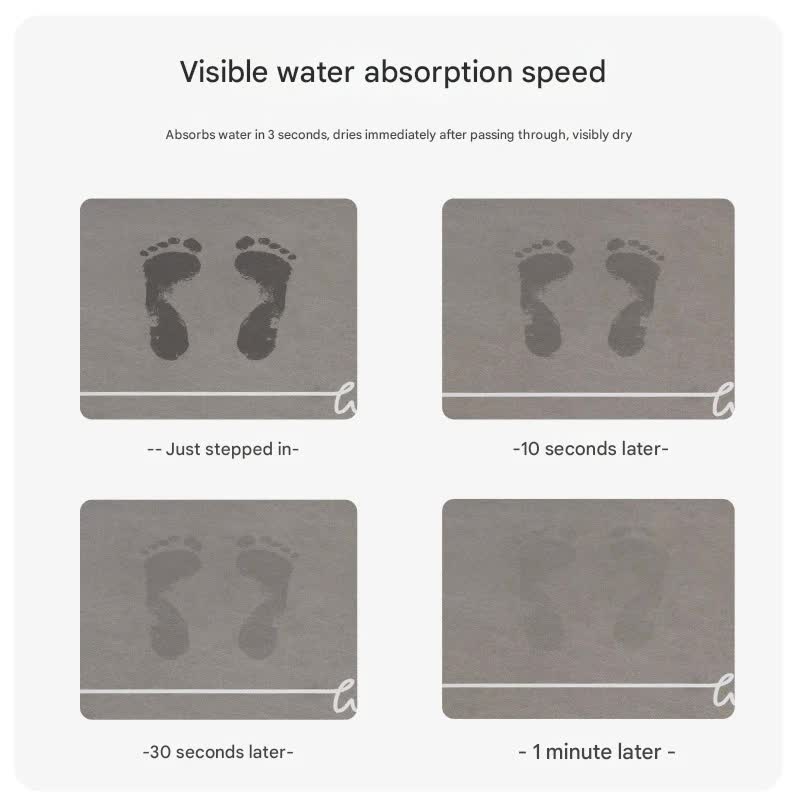 Super Absorbent Quick-Dry Diatomite Bath Mat - Non-Slip Suede Finish Bathroom Floor Mat(letter Gray )