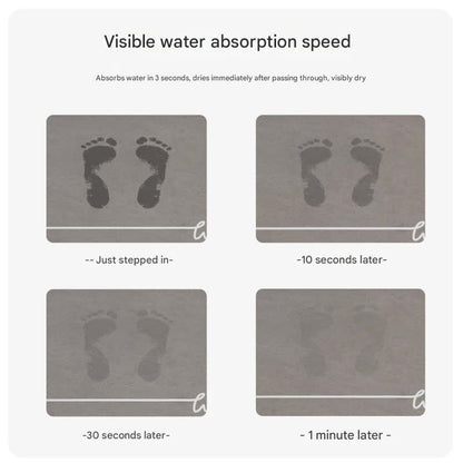 Super Absorbent Quick-Dry Diatomite Bath Mat - Non-Slip Suede Finish Bathroom Floor Mat(letter Gray )