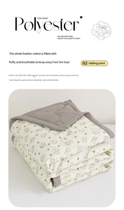 Lightweight Reversible Summer Quilt - Soft, Breathable & Machine Washable Comforter(150x200cm Plaid Bear)