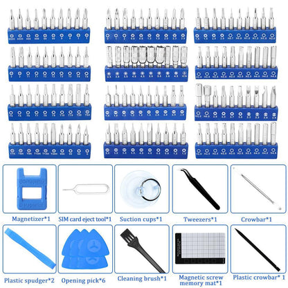 Professional 142-in-1 Precision Screwdriver Repair Tool Kit in Portable Oxford Bag(blue)