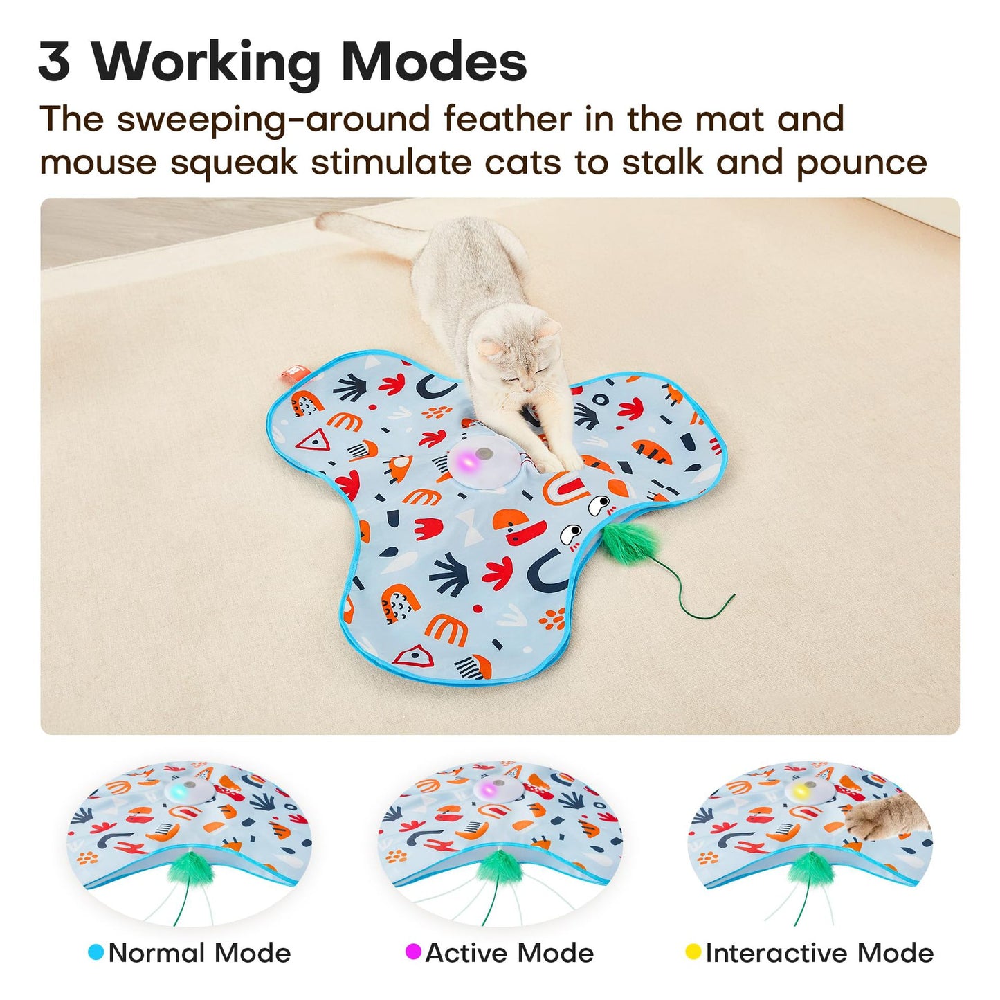 White Interactive Cat Play Tunnel & Hunting Cover - Self-Entertaining Pet Game Toy with Teasers
