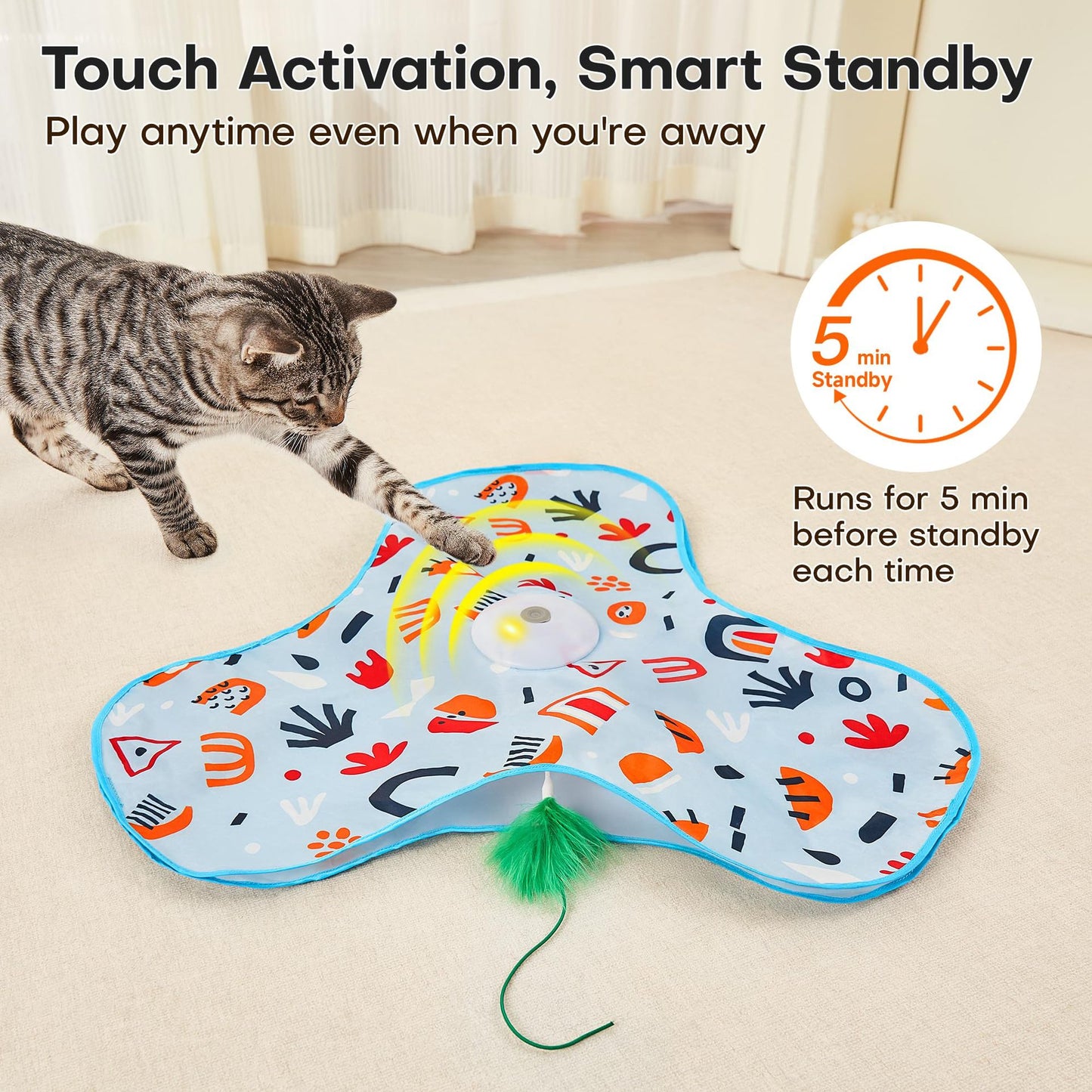 Dark Blue Interactive Cat Play Tunnel & Hunting Cover - Self-Entertaining Pet Game Toy with Teasers
