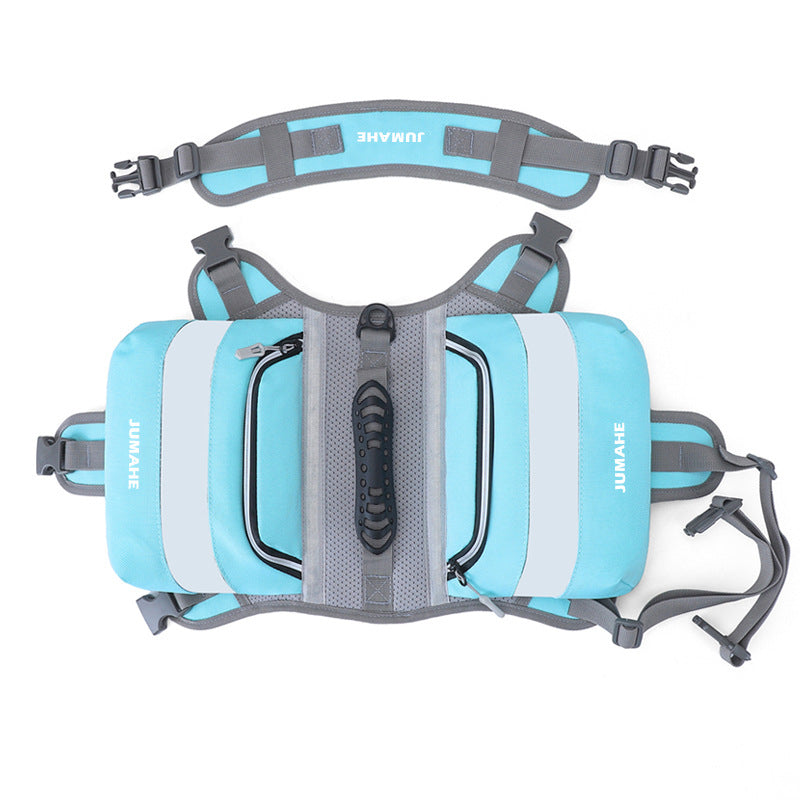 Blue Saddle Bag Dog Backpack - Adjustable Harness Pack for Hiking, Camping & Travel with Medium to Large Dogs