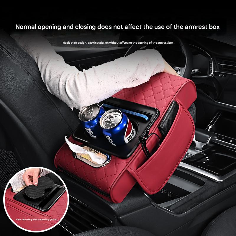 Premium Car Armrest Organizer & Comfort Pad(brown)