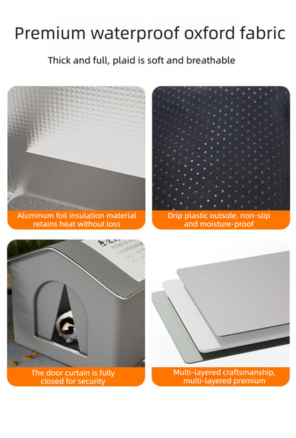 Small Size Elevated Indoor/Outdoor Pet Shelter(grey): Waterproof, Insulated for All-Season Warmth