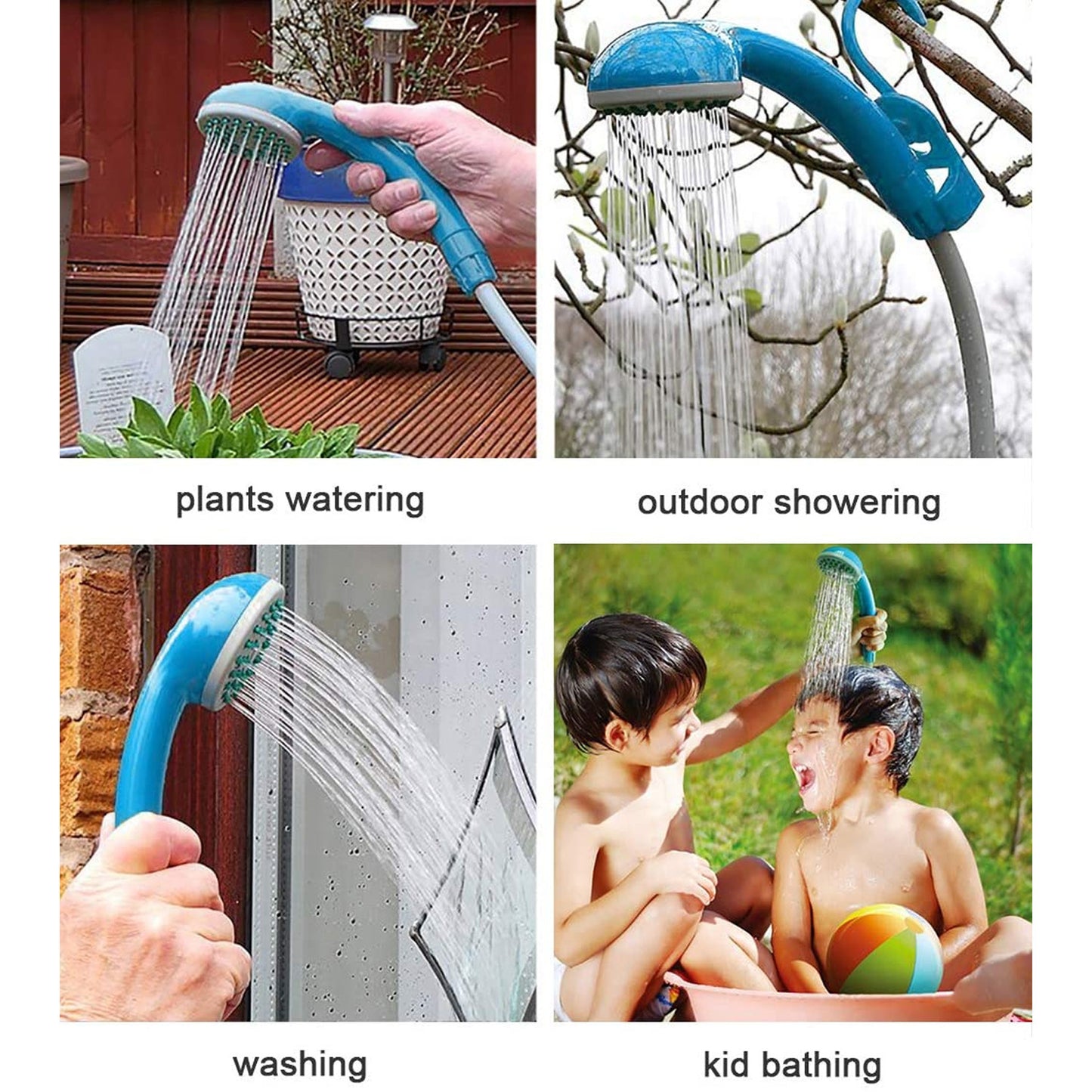 Blue USB Rechargeable Portable Shower Pump for Outdoors