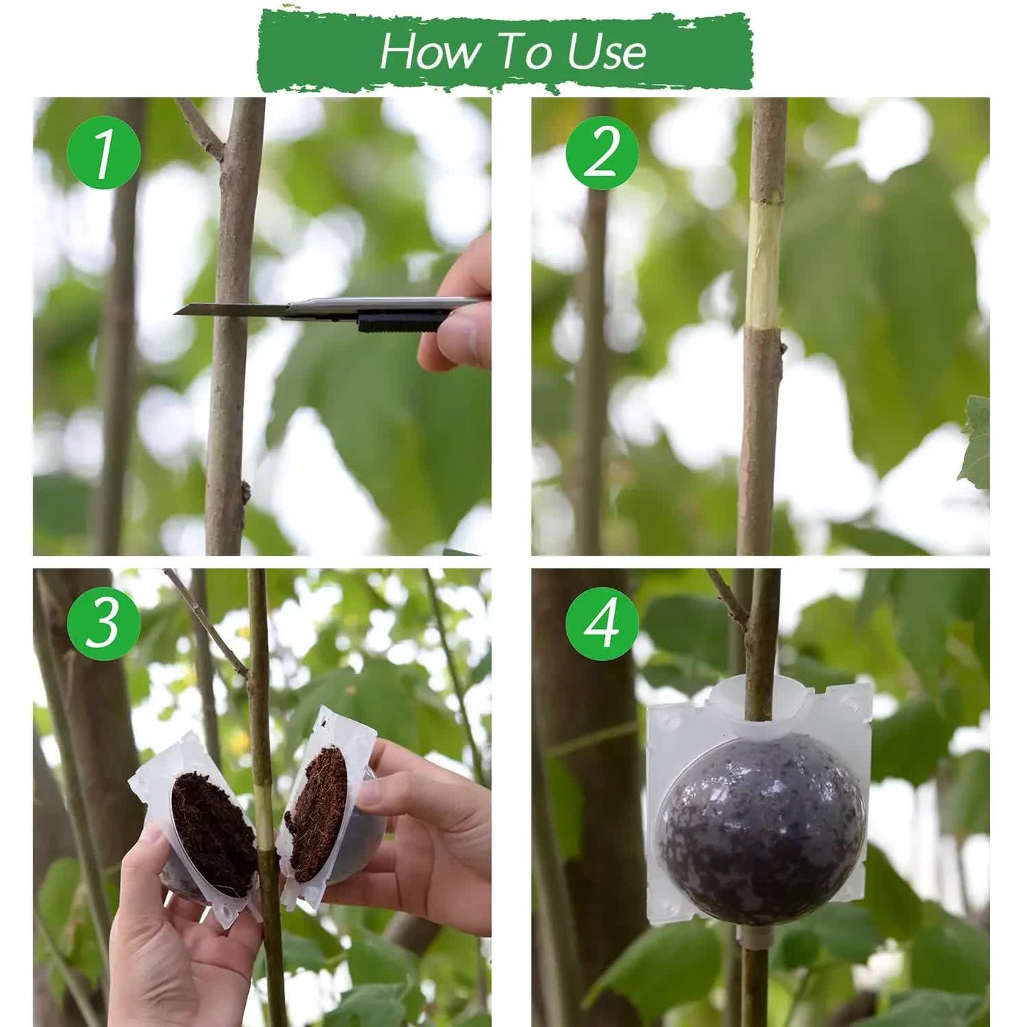5-Pack Black Reusable Plant Air Layering Propagation Pod (Diameter: 5cm) - Anti-Waterlogging Grafting Root Ball Rooting Device for Flower & Fruit Trees