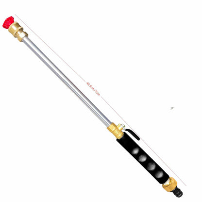 Grey High Pressure Washer Gun with 2 Spray Nozzles 19inch Long Wand Metal Garden Hose Sprayer for Car Wash Window Cleaning and Watering