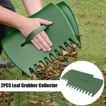 Pair of Horticultural Leaf Rake Hand Tools Set Large Plastic Claw Grabber Ideal for Collecting Yard Debris, Grass Clippings, and Scraps Light green